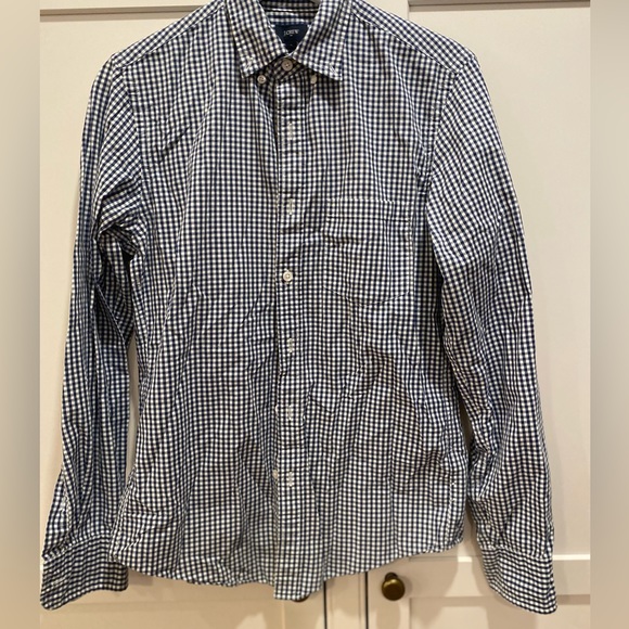 Jcrew navy and white checked button down slim fit -S - Picture 1 of 3